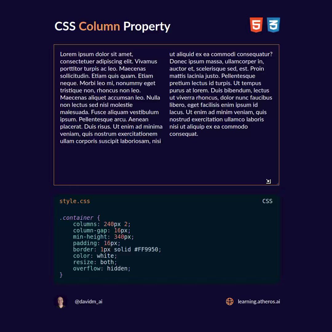 Organise text into multiple columns with CSS columns property 🚀🧑‍💻