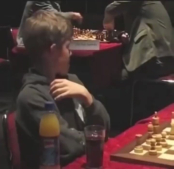 Kasparov's reaction to playing 13yr old Magnus Carlsen : r