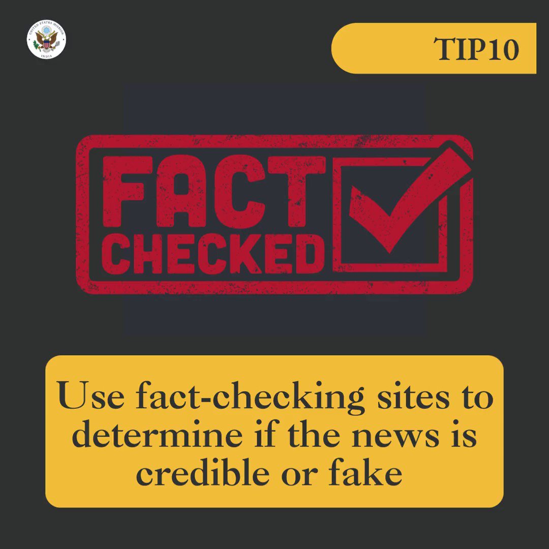 U.S. Embassy India on Twitter "Tip 10 on how to spot disinformation on(03)