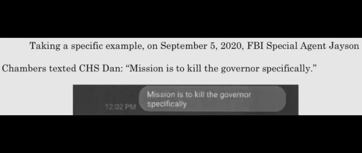The FBI’s FEDnapping & murder plot against @GovWhitmer & @GovernorVA Ralph Northam:

On September 5, 2020:

FBI Special Agent Jayson Chambers texted CHS Dan:

“Mission is to kill the governor specifically”

This was in the lead up to the 2020 elections https://t.co/pRHoc004B2