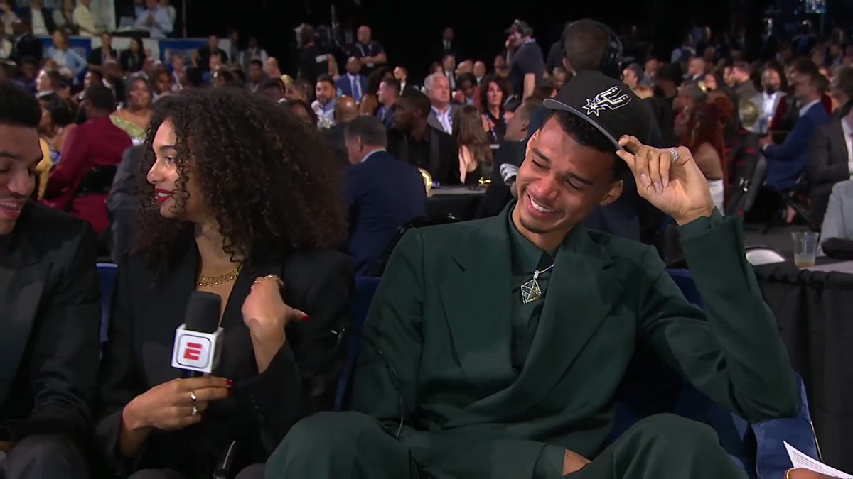 RT @NBA: Victor Wembanyama, selected 1st overall by the @spurs, takes in the moment.

Watch on ABC/ESPN! https://t.co/8c8YwWfXTj