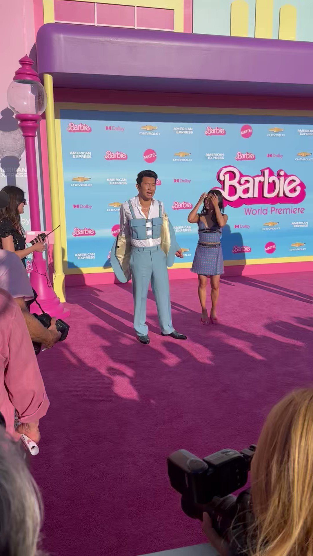 Simu Liu Dons Blue Versace Suit at 'Barbie' Los Angeles Premiere – WWD