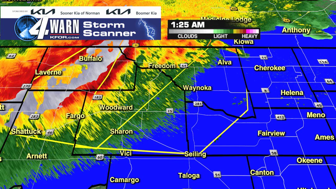 A Severe Thunderstorm Warning is out for the following counties: Woodward, Woods, Harper, Major until Jul 21 3:00AM. Seek shelter immediately! Interactive radar: https://t.co/iQQGE2ZX4T #OKWX @kfor https://t.co/aG50pBl9GD