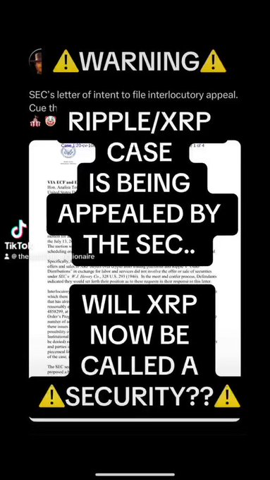 XRP IS NOT A SECURITY &amp; THAT CANNOT BE CHANGED BY APPEAL OR BY ANOTHER JUDGE  THIS IS A FACT &amp; CANNOT
