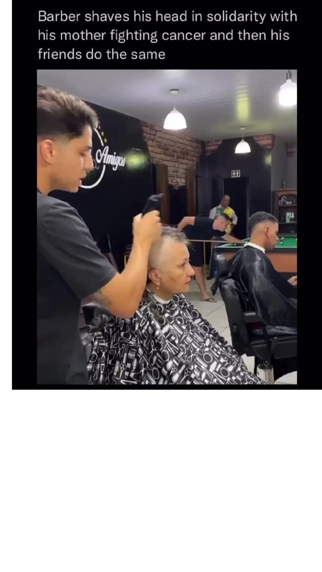 Barber Shaves His Head in Solidarity With Mother Fighting Cancer