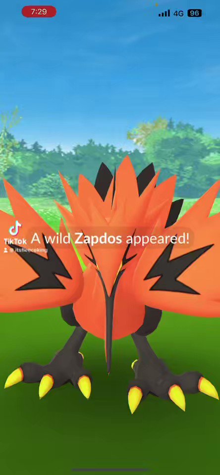 Catching Galarian Zapdos using MASTER BALL in Pokemon GO.
