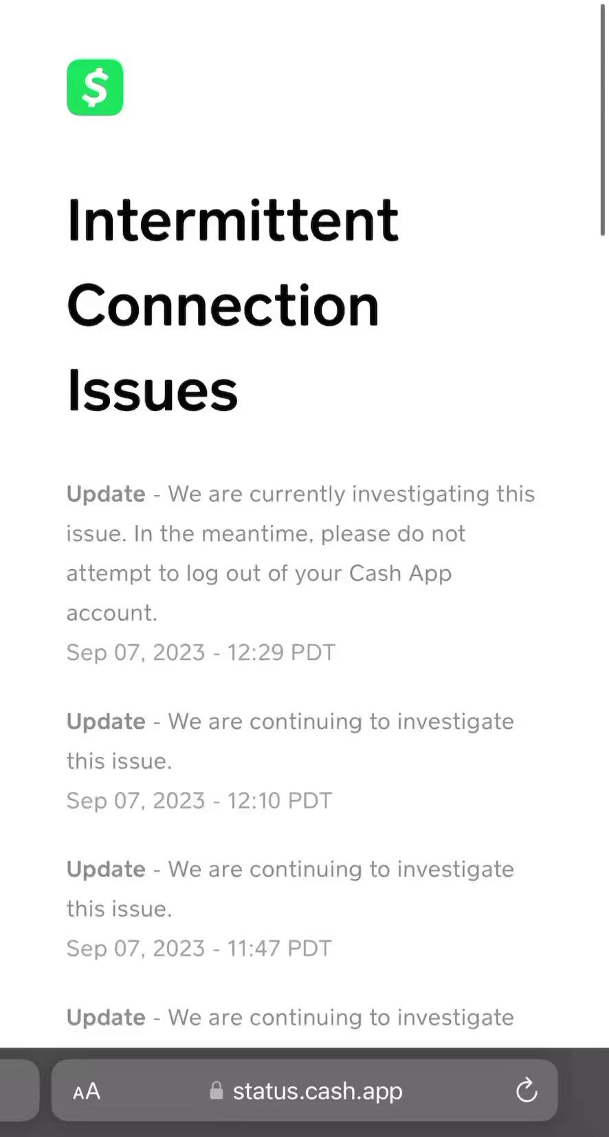 Michael Pietrzykowski on X: &ldquo;Cash App is DOWN! The @CashApp 