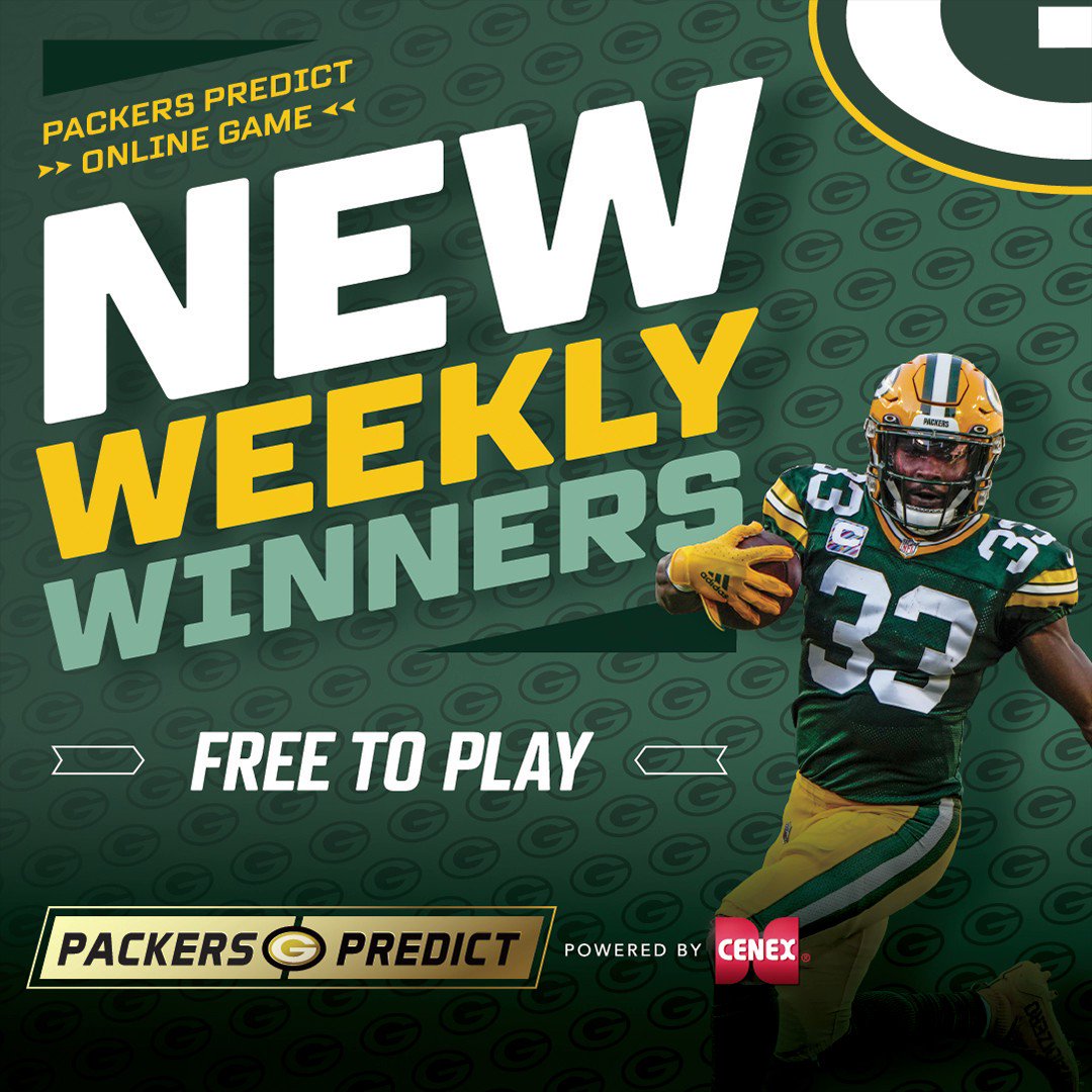 Green Bay Packers on X: 'Test your #Packers knowledge & win weekly  prizes with Packers Predict powered by Cenex! Lock in your picks before  Sunday's season opener. It's FREE to play ➡️