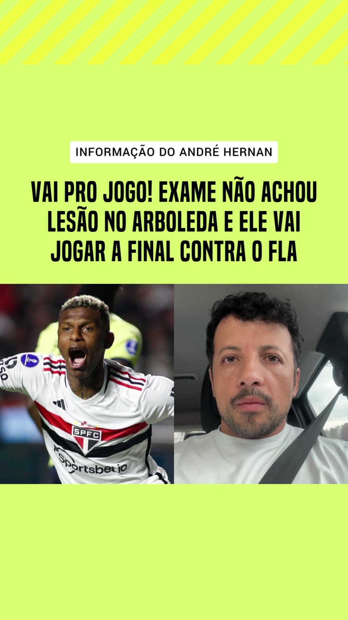 ❌ Sem lesão! Arboleda vai pro jogo no domingo contra o Fla