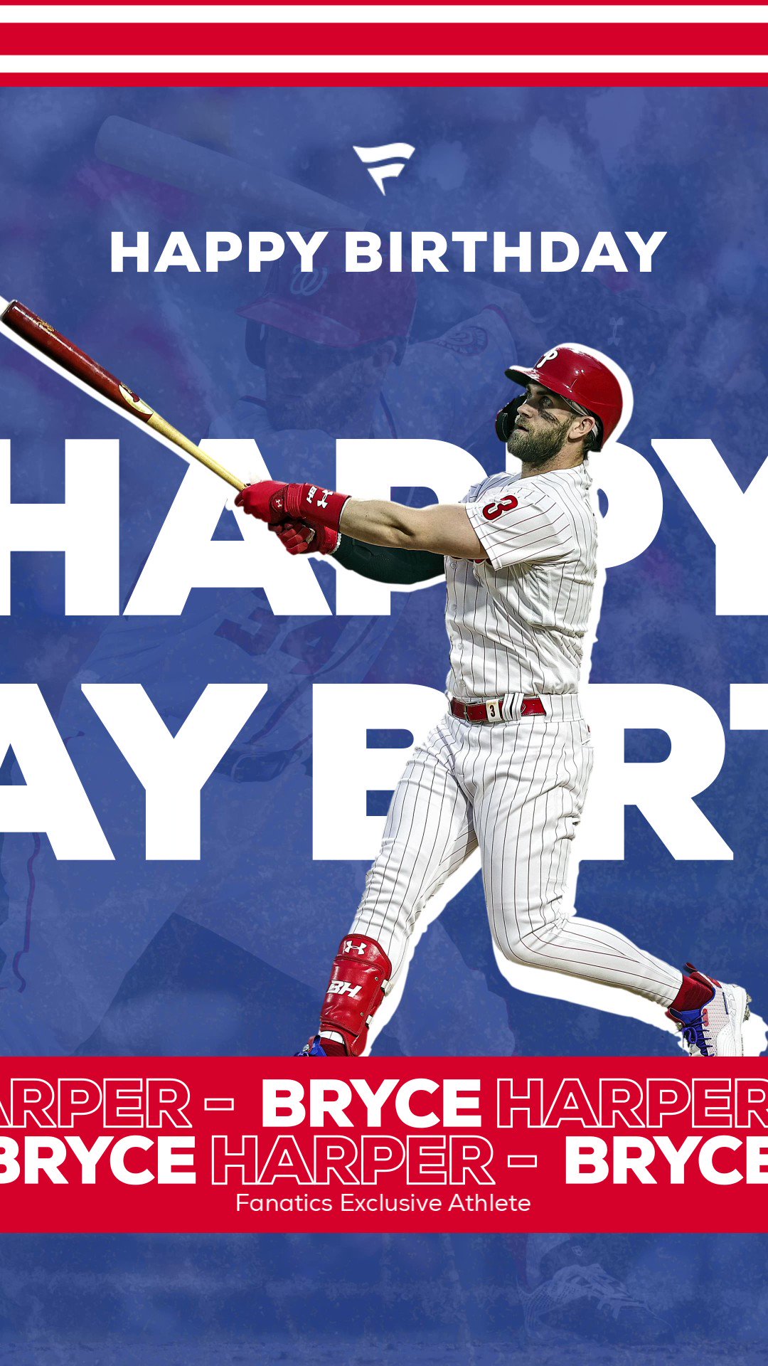 Fanatics Authentic on X: Happy Birthday to @phillies MV3 with an  extraordinary list of accolades and #FanaticsExclusive athlete Bryce Harper⚾️🥳🎉🎂  #HBD #HappyBirthday #PhiladelphiaPhillies #MLB #Fanatics   / X
