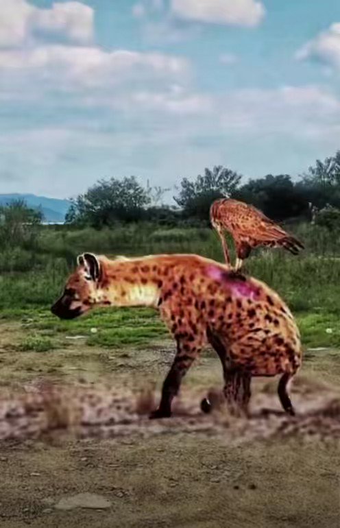 Hyena Eating Zebra Alive