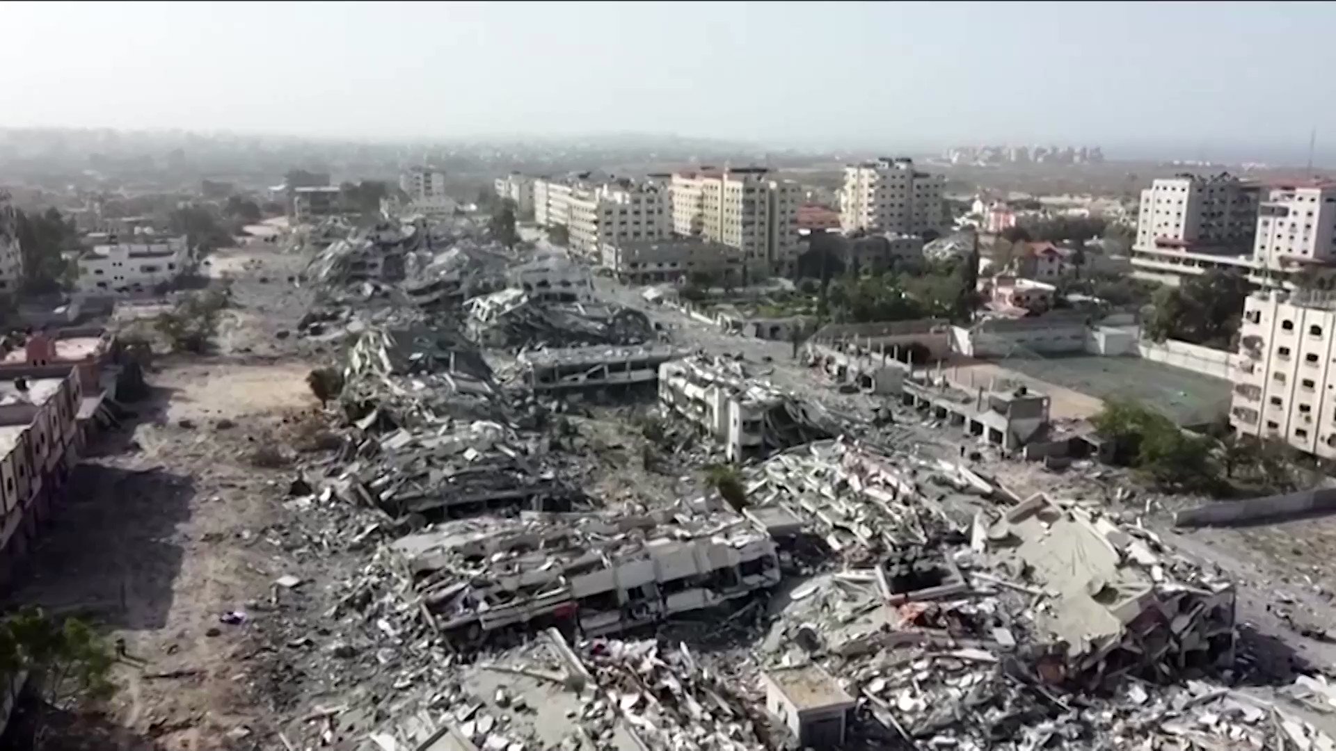Drone footage shows wide scale destruction of Gaza after seven weeks of war