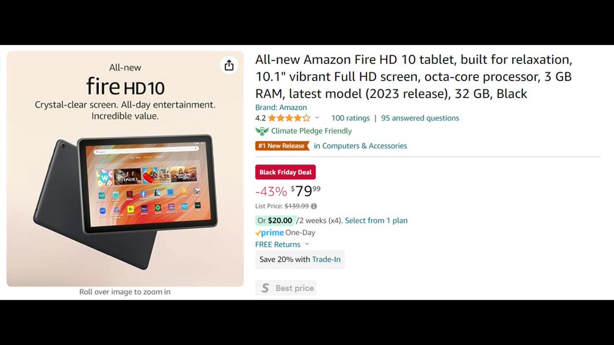 Fire HD 10 10.1 Tablet (2023 Release) 32GB Black