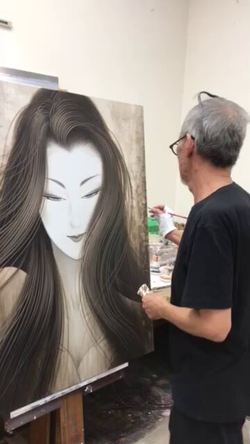 鶴田一郎 リリー ノエビア 美人画 専用額縁付き - メルカリ