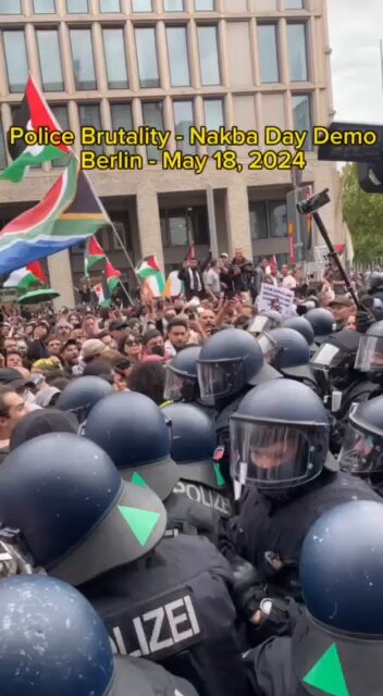 تغطية صحفية: مشاهد من اعتداء الشرطة الألمانية على متظاهرين في برلين مناصرين لفلسطين وغزة 