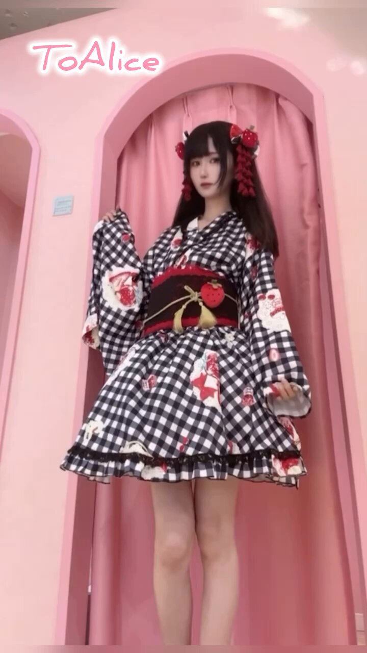 ToAlice いちごギンガムチェック浴衣セット ピンク｜Yahoo