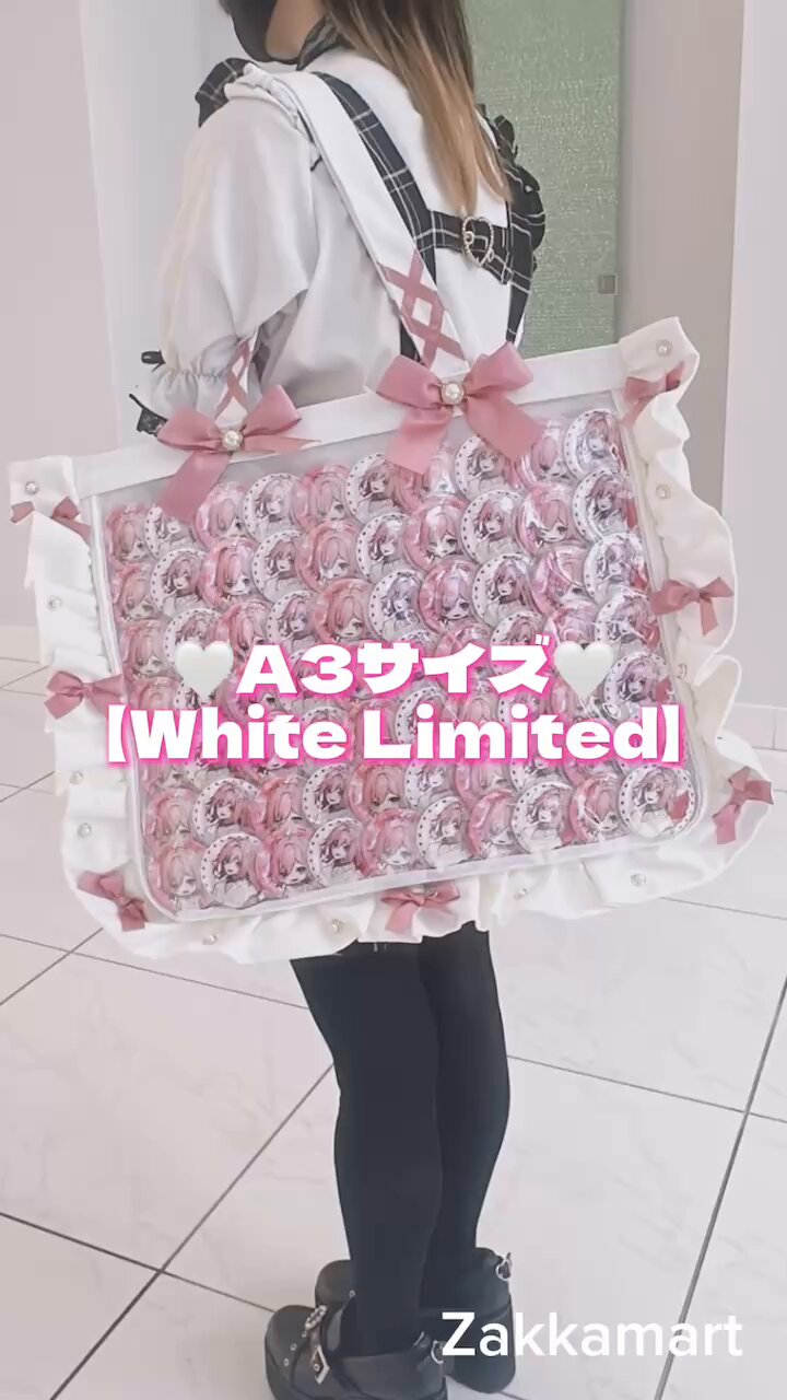 ザッカマート痛バ A3 A4 フリルトート キャンディーピンク ブラック A3