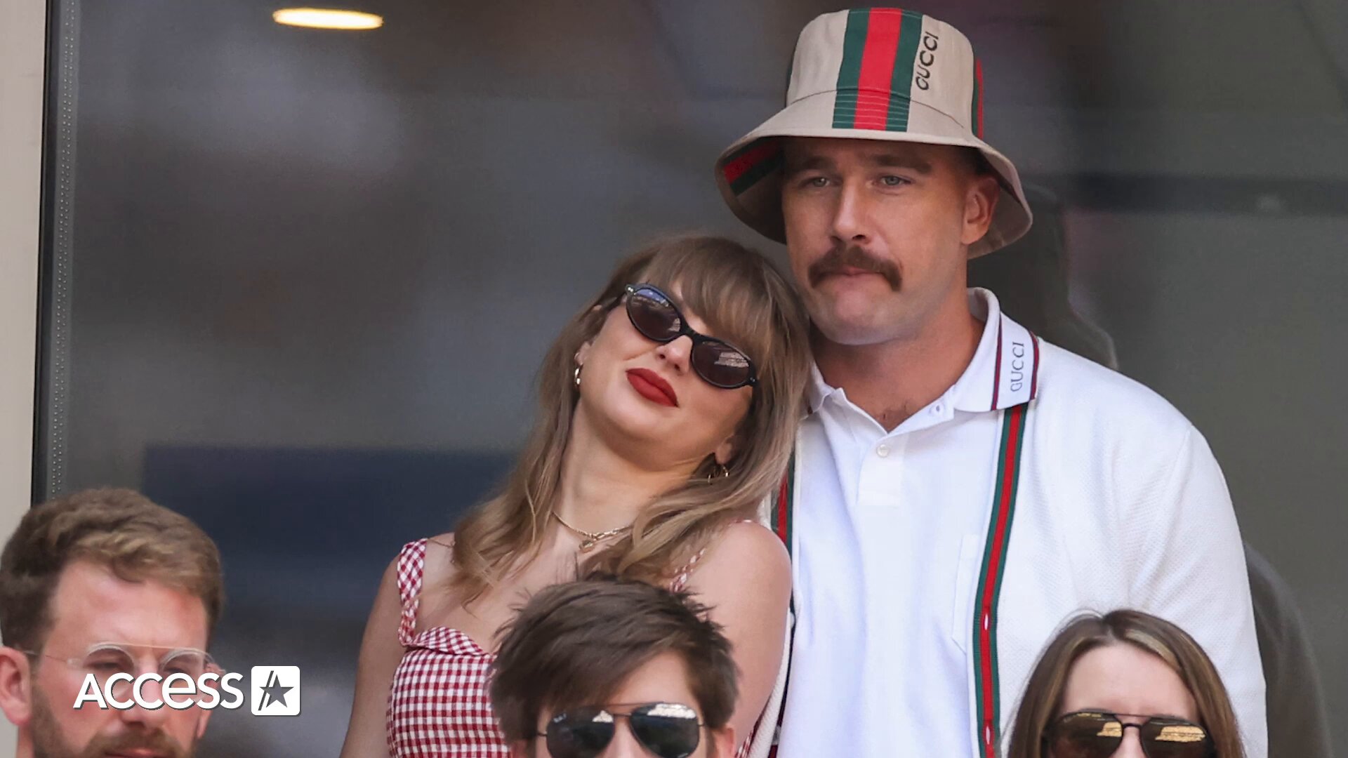 Access Hollywood on X: "Game, set, match! Taylor Swift and Travis Kelce attended the US Open men's final on Sunday, Sept. 8, where they packed on sweet PDA in their box watching