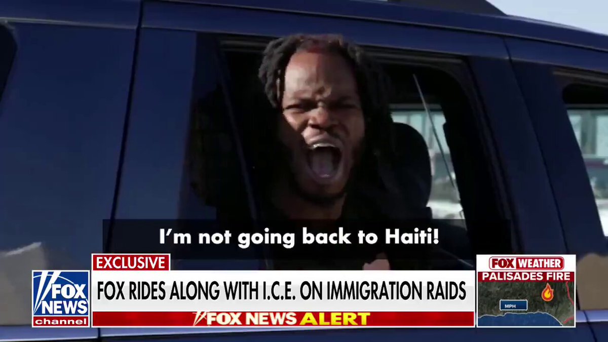 BREAKING: Criminal illegal from Haiti with 17 convictions yells "F*ck Trump, Biden forever" as he is taken into custody by ICE agents in Boston.

