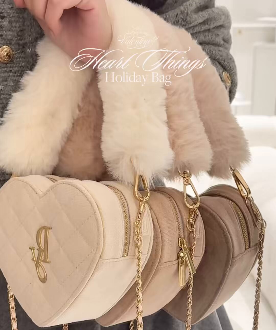 peony ハート ファー バッグ Heart Things Holiday Bag