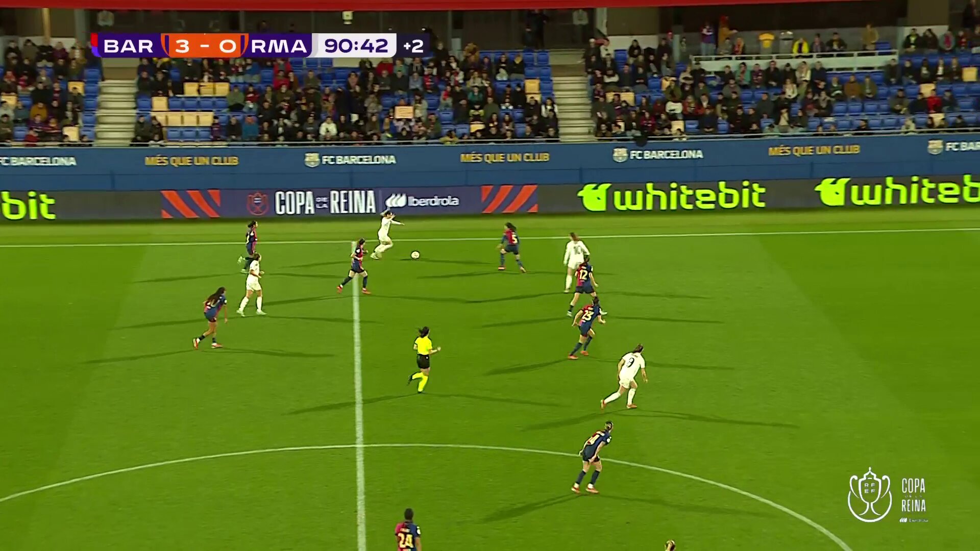 💥 ¡𝗚𝗢𝗢𝗢𝗟!👉 Marca Bruun en el tiempo añadido para subir un tanto en la cuenta de las blancas.🆚 @FCBfemeni - @realmadridfem I 3-1 I 91'📺 @la2_tve #CopadelaReinaIberdrola I #FutFemRFEF
