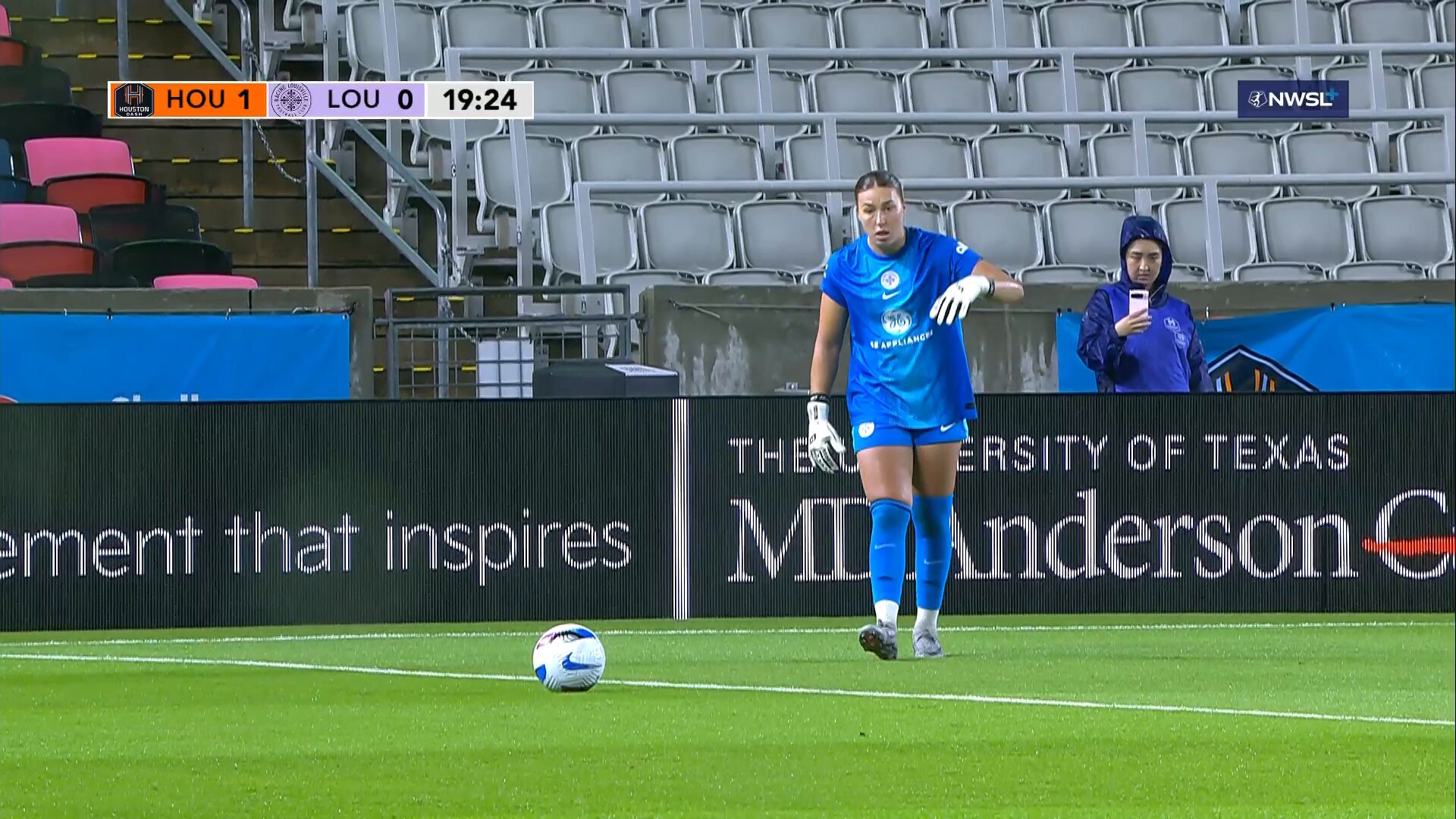 Kayla Fischer takes her chances from outside the box and it pays off! We're equal in Houston!