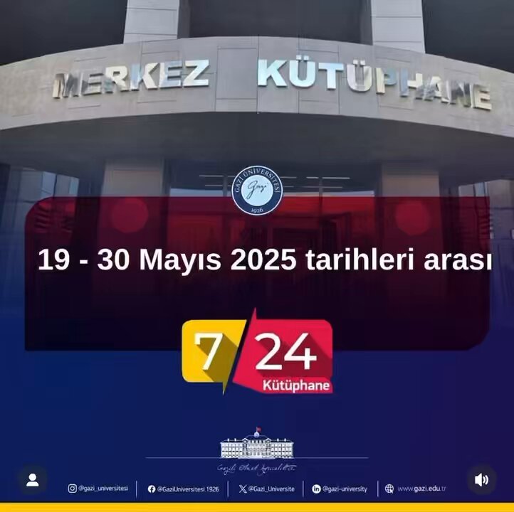Değerli Öğrenci,

Final dönemin başarıyla geçsin…

<a href='https://x.com/Gazi_Universite' target='_blank'>@Gazi_Universite</a> 

Araştırmaların, kaynaklarımızla, bilim dünyası adına her dönem bol olsun ☺️ 