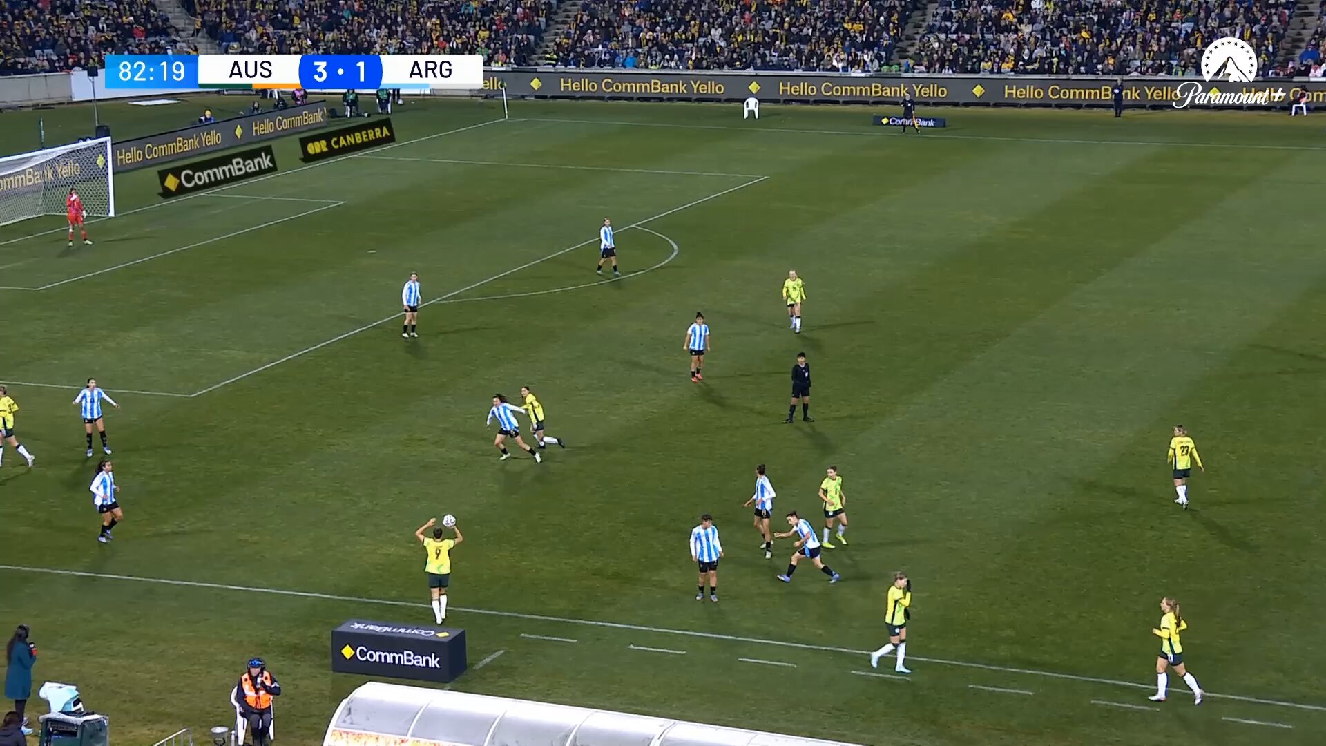 Michelle Heyman pounces after a relentless and aggressive high press forces a mistake from the visitors 👀#Matildas #AUSvARG