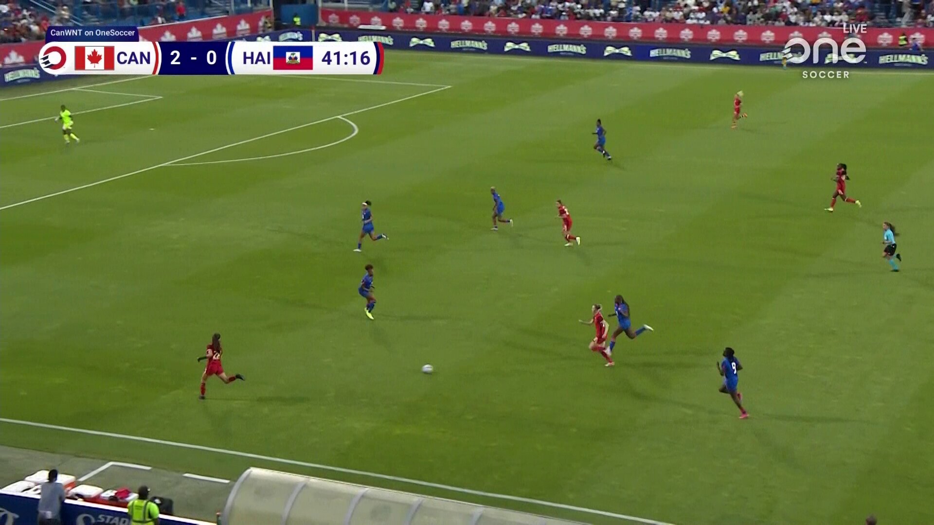 GOAL 🇨🇦🇨🇦🇨🇦It’s three for Canada and a second for Evelyne Viens! Holly Ward turns distributor and sets up Viens with a well-weighted pass 🔥🔴 Watch LIVE on OneSoccer