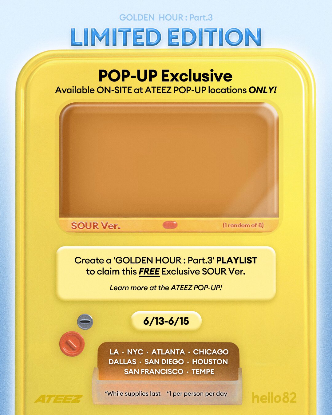 サン ATEEZ POP-UP exclusive hello82 ラキドロ ateez-golden-hour-part-1-10th-