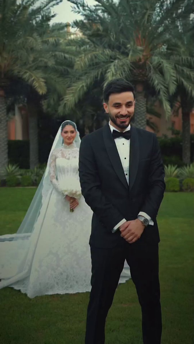 إطلالة ملكية لشيرين بيوتي.. ونظرة أولى لا تُنسى من أسامة لعروسه #شيرين_بيوتي 