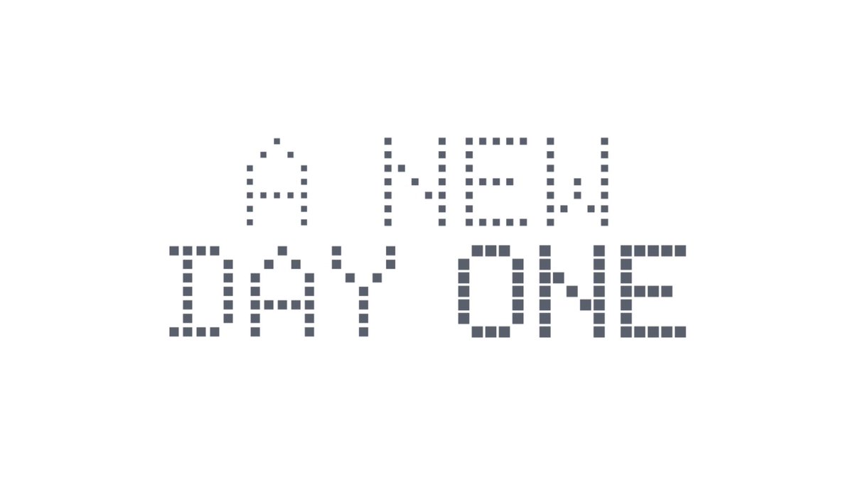 A NEW DAY ONE in pixelated font across three colorful backgrounds