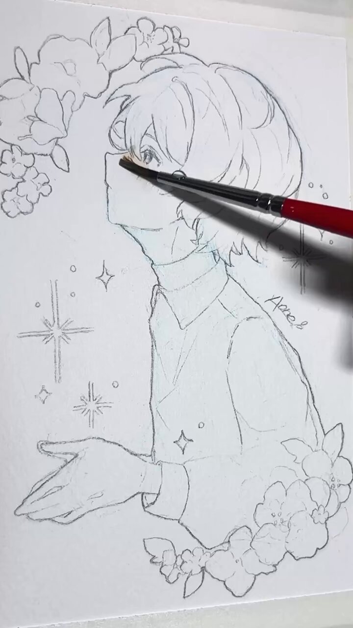 アクリル画 盛り上げる だるま 原画 ドローイング