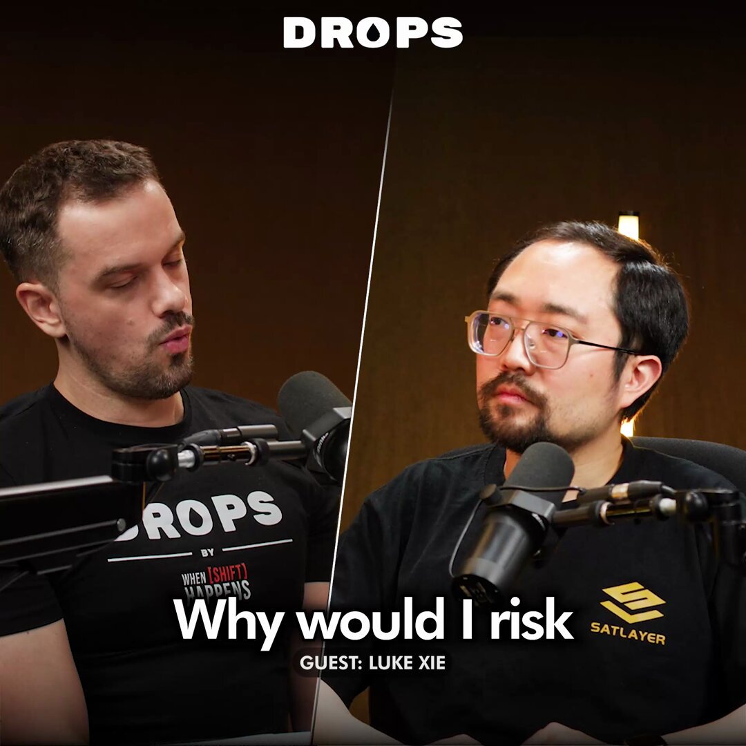 Luke Xie on the Drops podcast discussing Bitcoin yield strategies