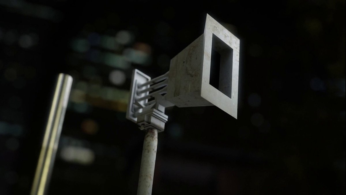 Metallic structure in a dark setting
