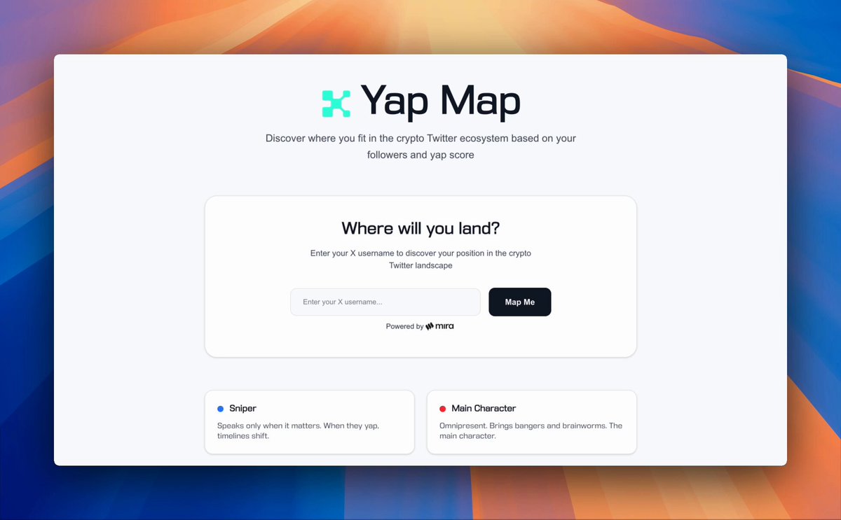 واجهة Yap Map تظهر الأقسام الأربعة وموقع المستخدم