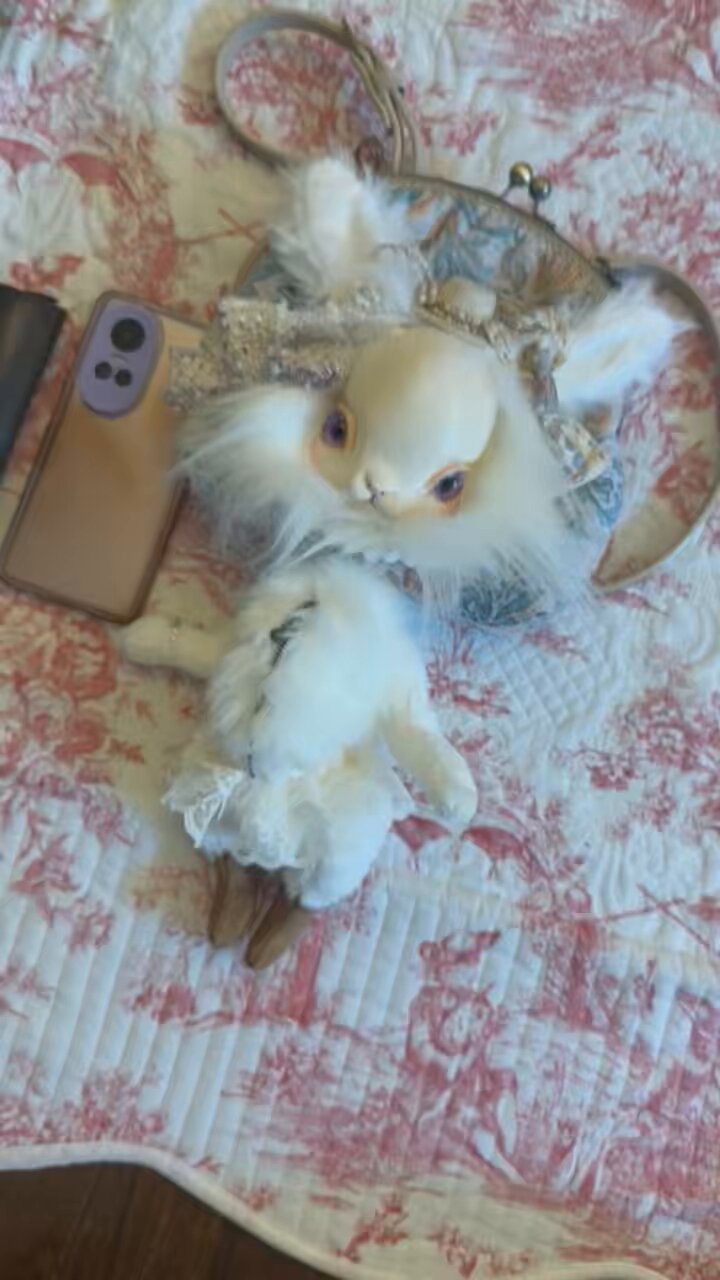 Cuddle a Fluffy 福寿 梨理 作家様 かごバッグ 猫 創作人形