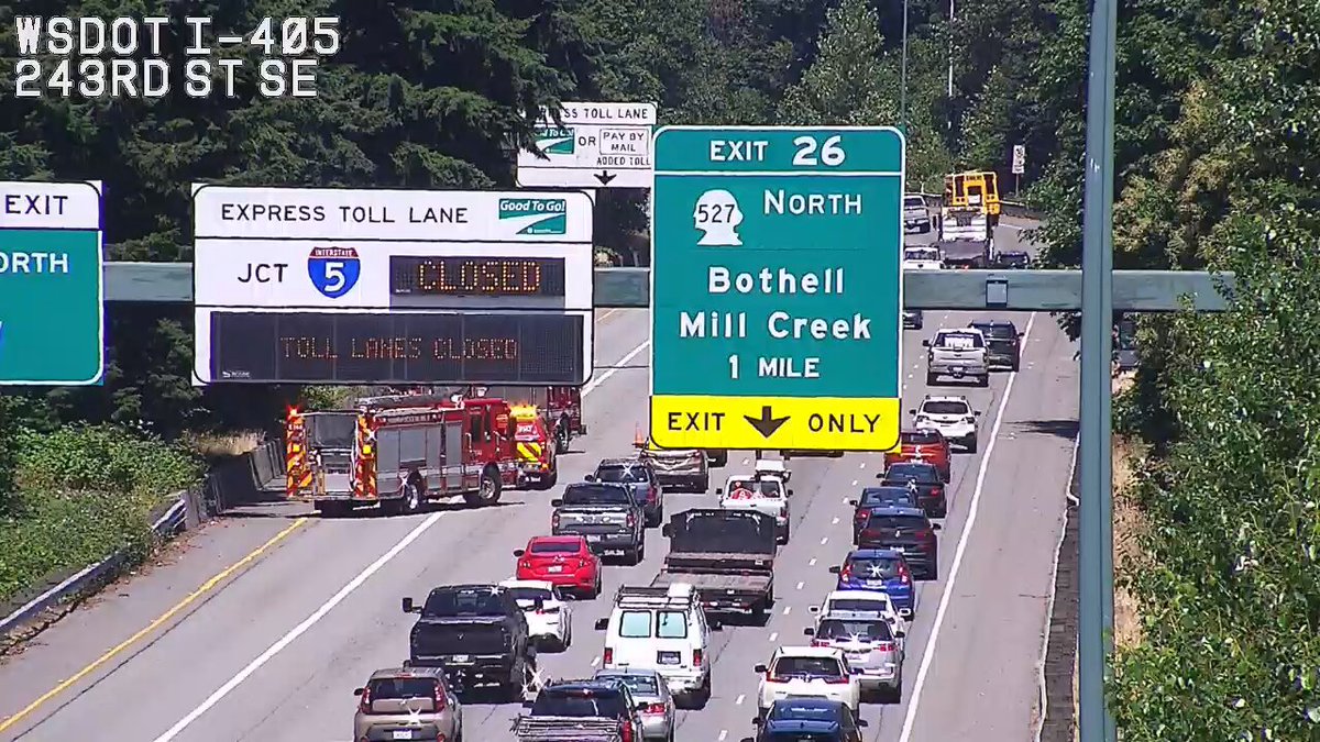 更新：在NB I-405上的这场​​碰撞在SR 527（MP 26）以南