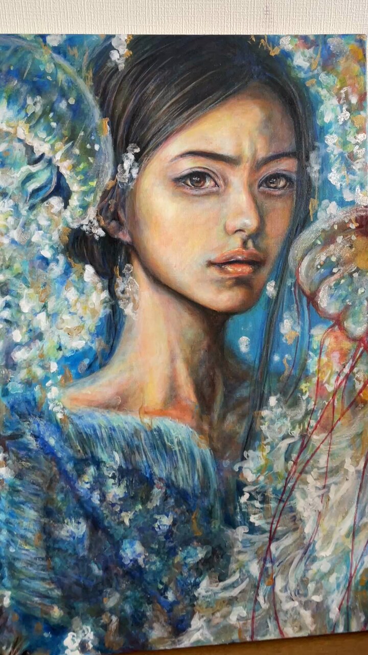 【⭐︎油絵風アート作品⭐︎想像の美】美しい女性の肖像画 風名（Kazana)【油絵】 on X: 