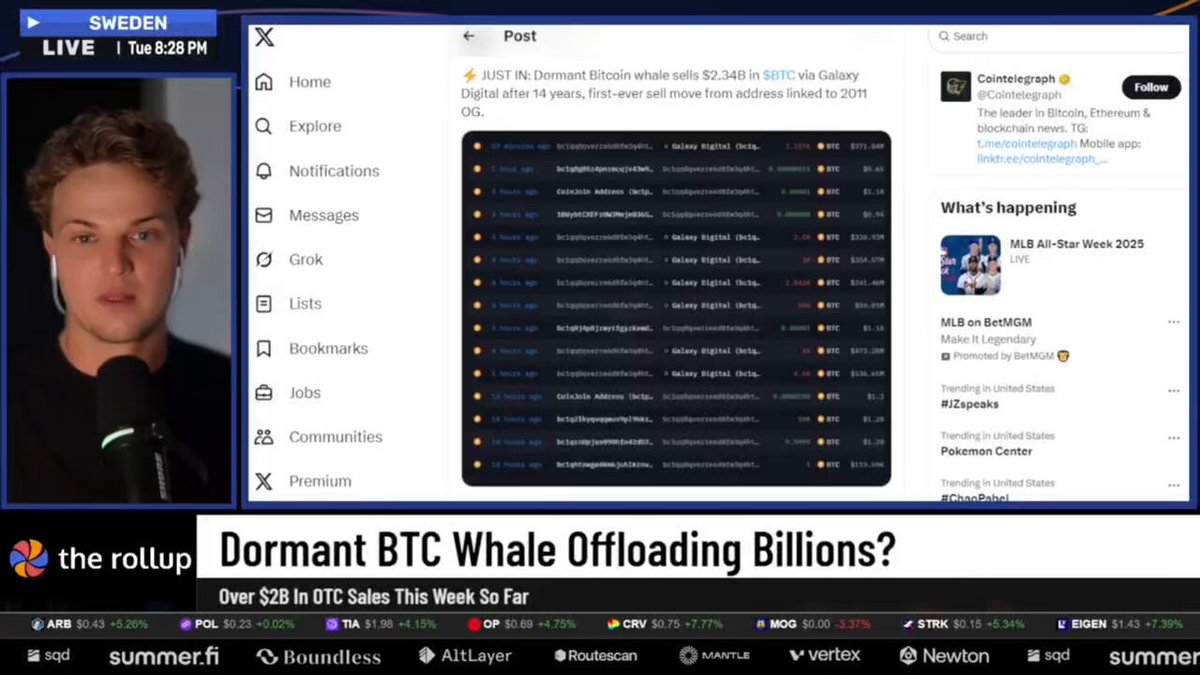 Screenshot of a Bitcoin transaction history showing multiple addresses and transactions