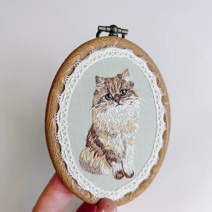 猫の刺繍BYKARTE バイカルテ リアル猫刺繍🐱制作過程 ‖ Cat embroidery/Needlepainting - YouTube