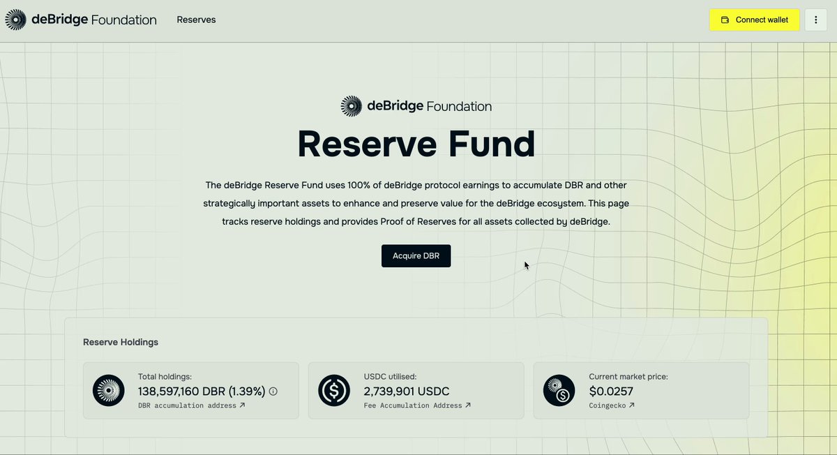 DeBridge Foundation リザーブファンドインターフェース