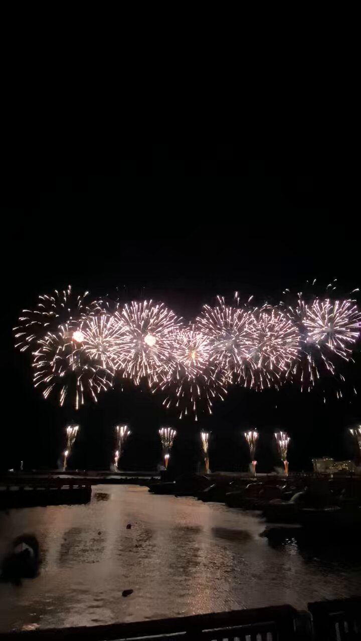 花火＊無言可 千輪だけじゃない牛鬼花火」 宇和島の海上打ち上げ花火は 1発目