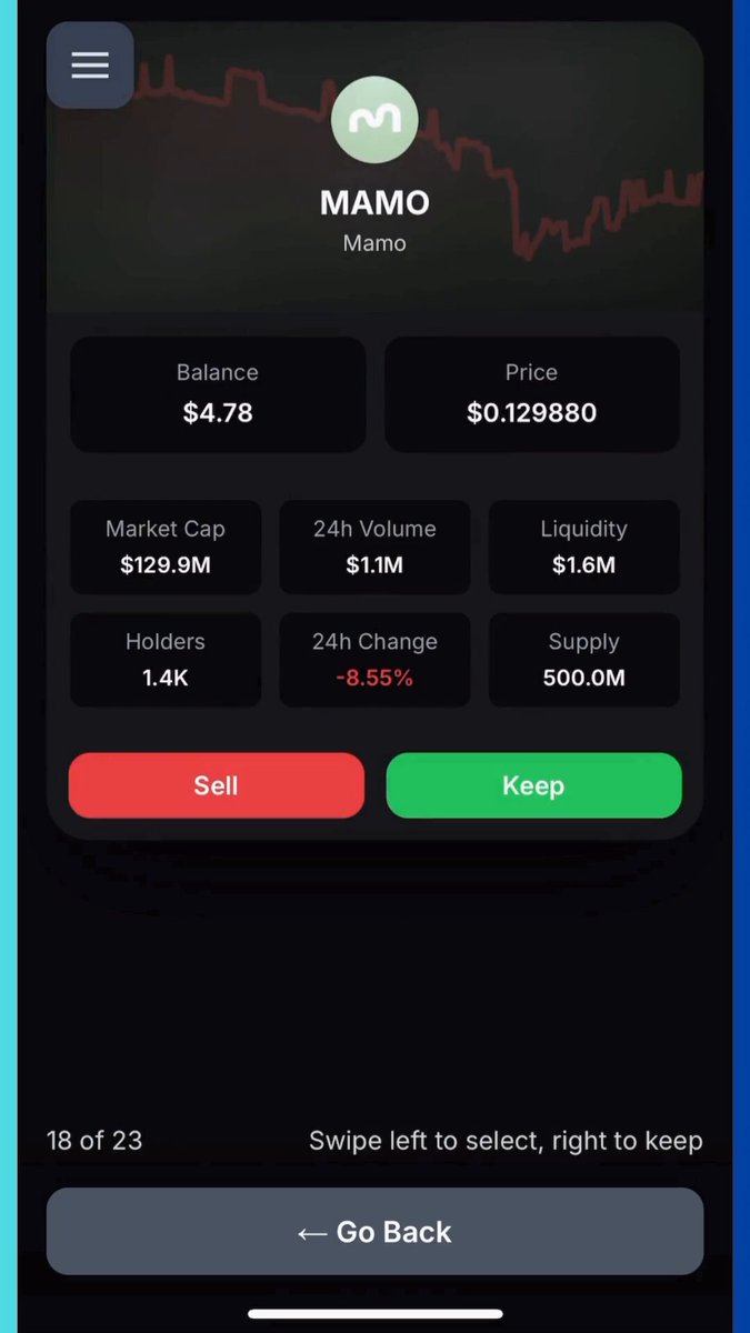 Wallet Sweep interface showing token selection