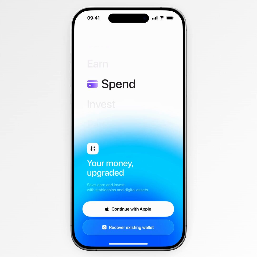 Fuse Wallet 界面，显示赚取、消费和投资选项