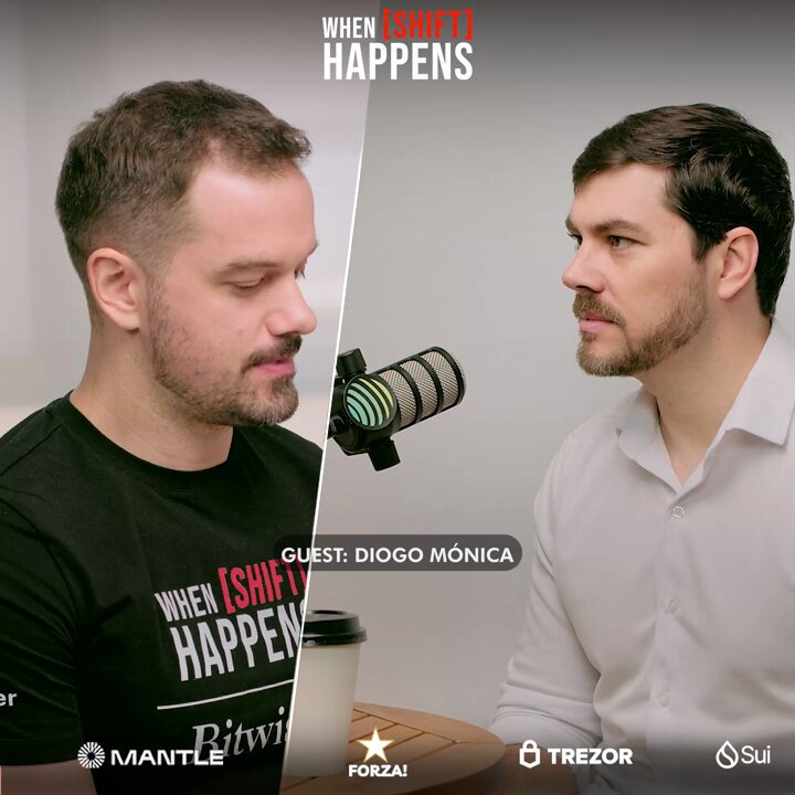 Diogo Monica discussing crypto founders and VCs on the 'When Shift Happens' podcast
