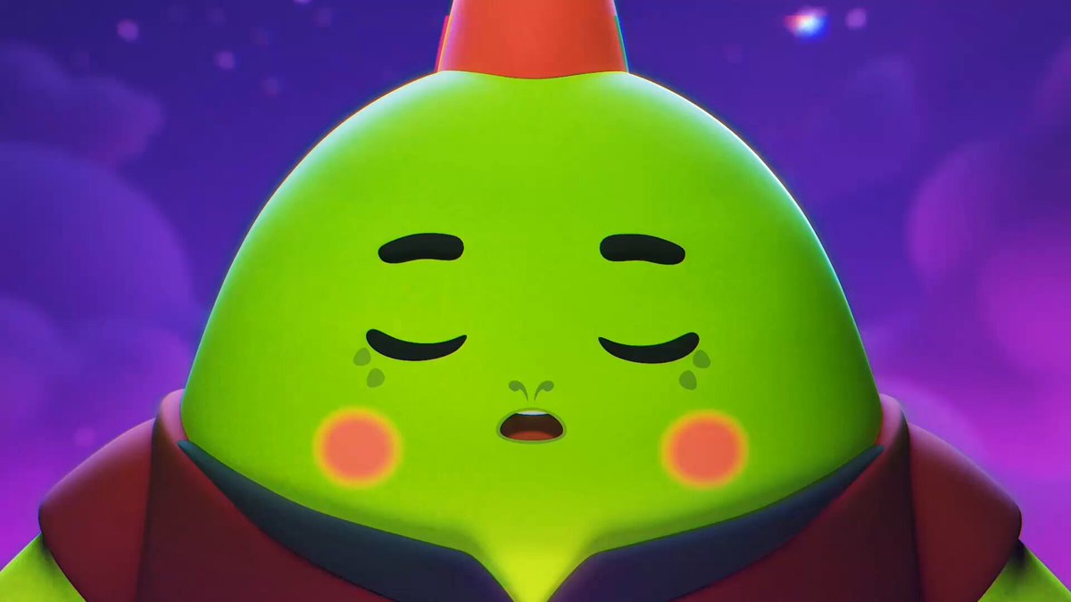 Sleepagotchi角色闭眼，紫色背景