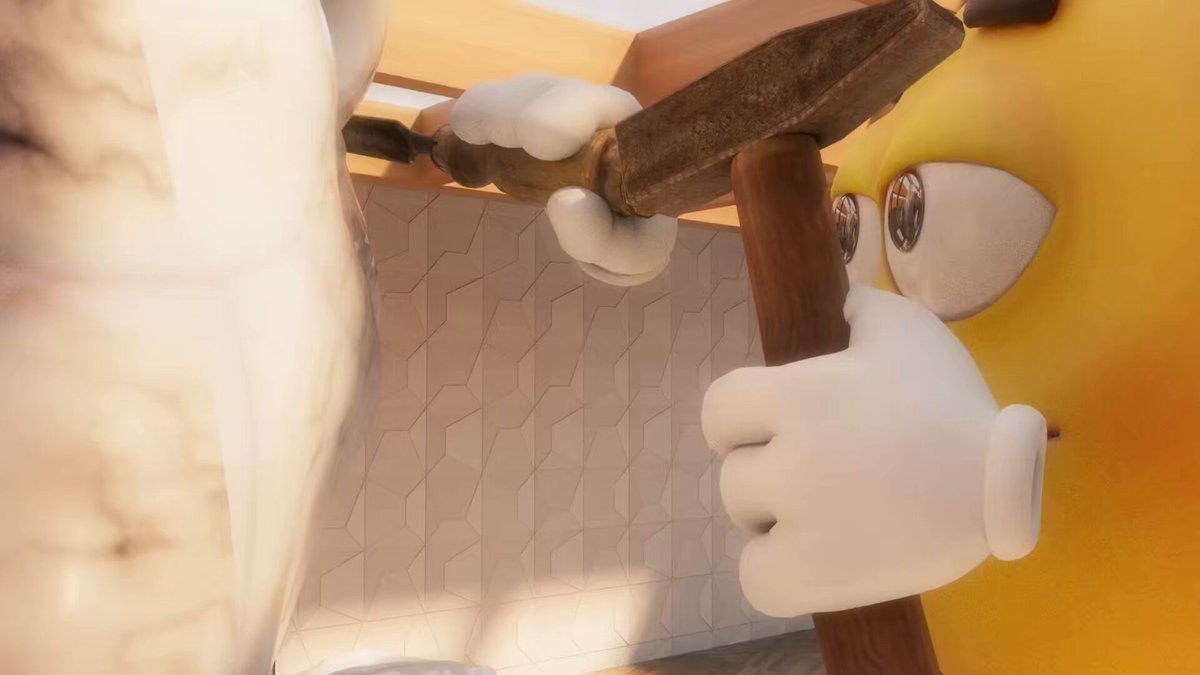 EmotiGuy holding a hammer
