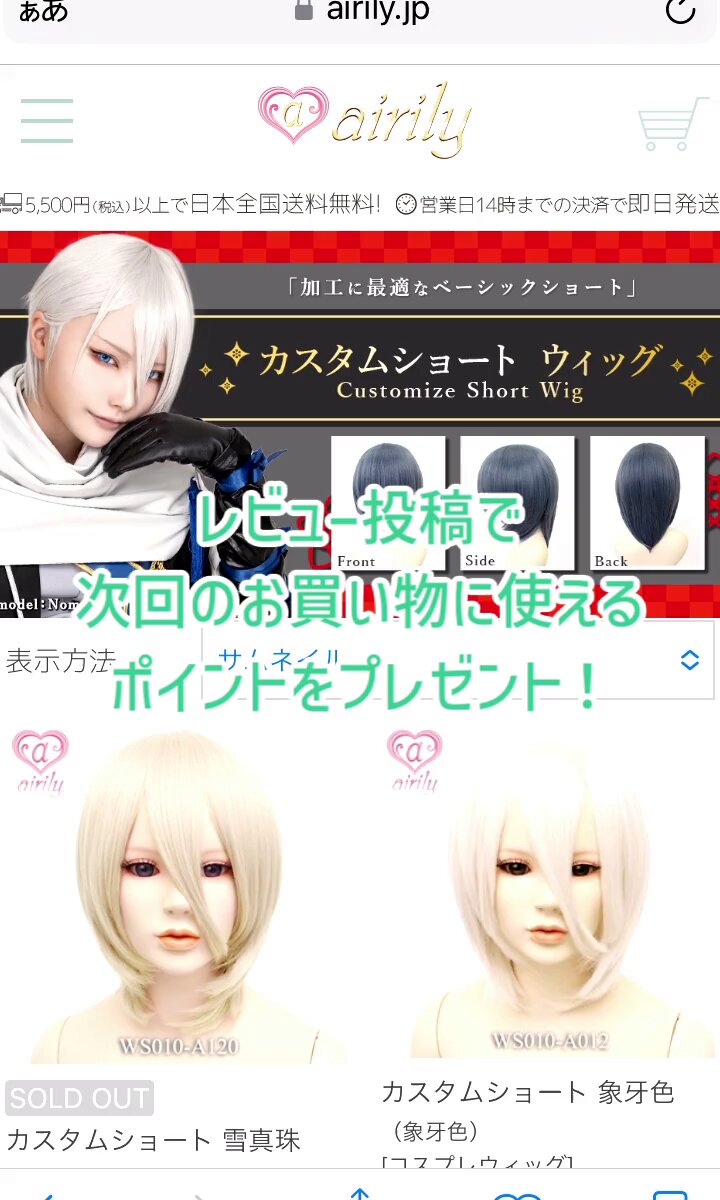 Airily エアリー ウィッグ 7点 まとめ売り ドールマネキンUSED（TypeB）】 エアリーの商品画像でおなじみ