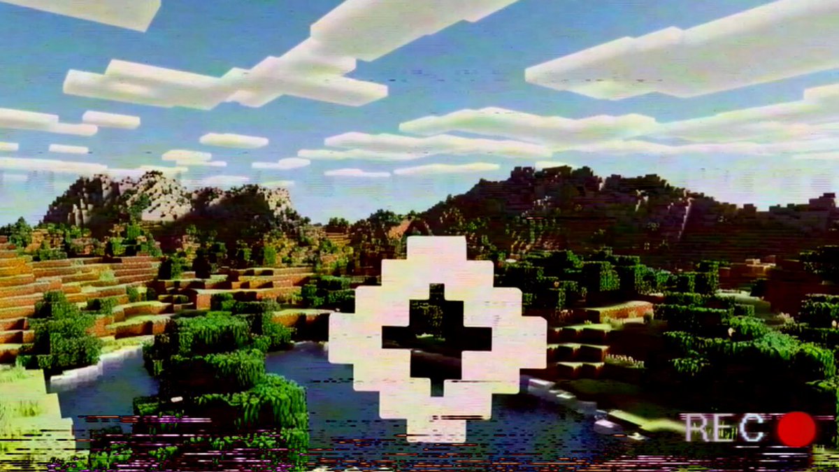 BlockAssist 로고가 있는 Minecraft 풍경